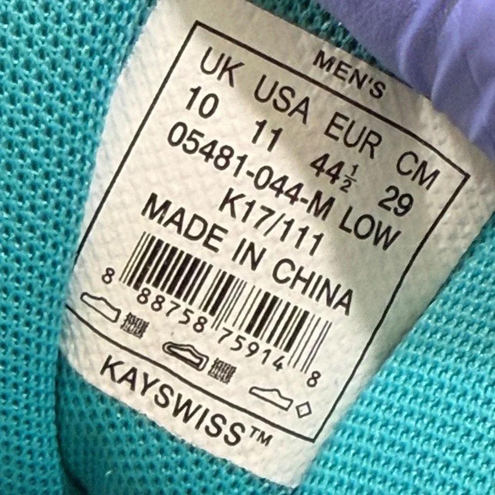 K-Swiss K17/111 Sneakers Men 11 Grey Teal Low Top Mesh Running Shoes 05481-044-M